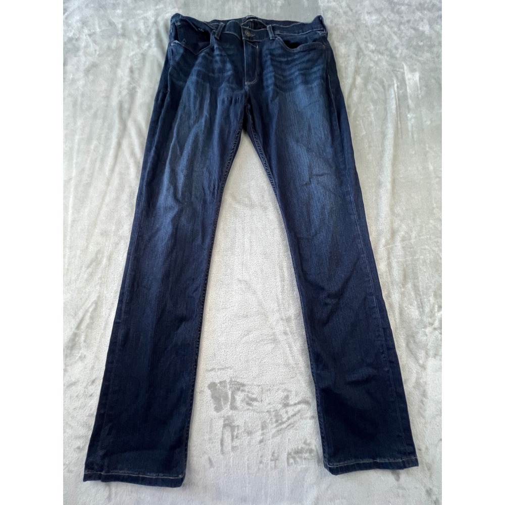 Paige Federal Slim Straight Jeans Men 33 Dark Wash Blue Stretch Denim